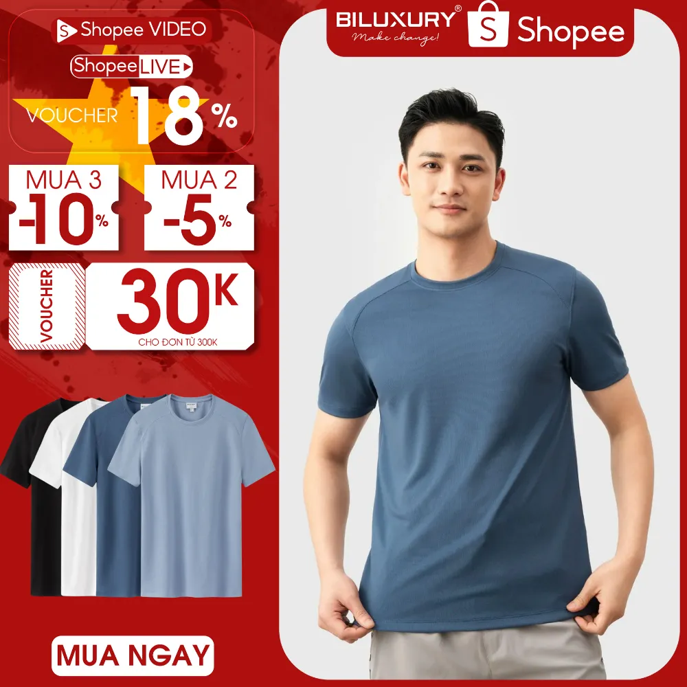 Ảnh Combo 2 Áo Thun Nam 8APKB402/8APKB420 Biluxury Thời Trang Nam, Áo Phông Trơn Cotton Co Giãn 4 Chiều 1