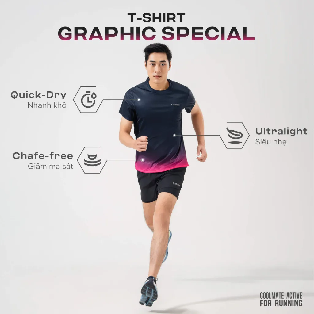 Ảnh Combo 2 áo thun thể thao chạy bộ graphic siêu nhẹ thấm hút đa dạng màu Coolmate 2