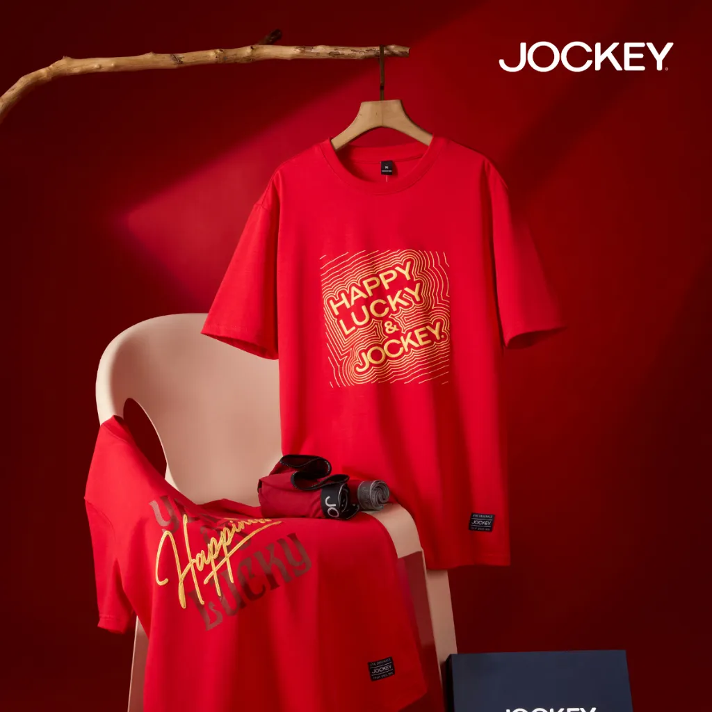 Ảnh COMBO 2 Áo thun T-shirt  đỏ may mắn Jockey Cotton Nam Nữ - 2J4100J4101 4