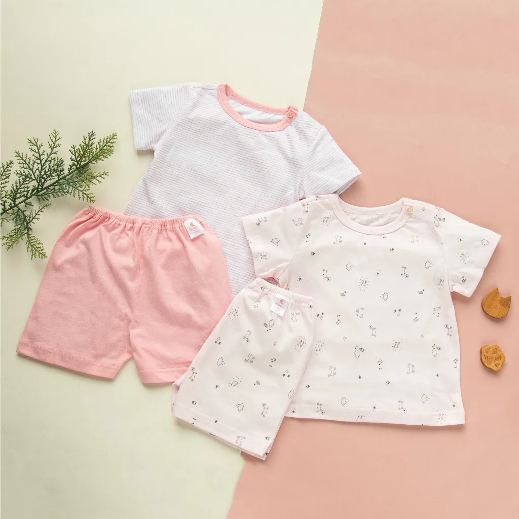 Ảnh Combo 2 Bộ Quần Áo Cộc Nút Vai Sơ Sinh MIOMIO Cho Bé Trai, Bé Gái (Từ 0 - 24 Tháng), Vải Cotton 2