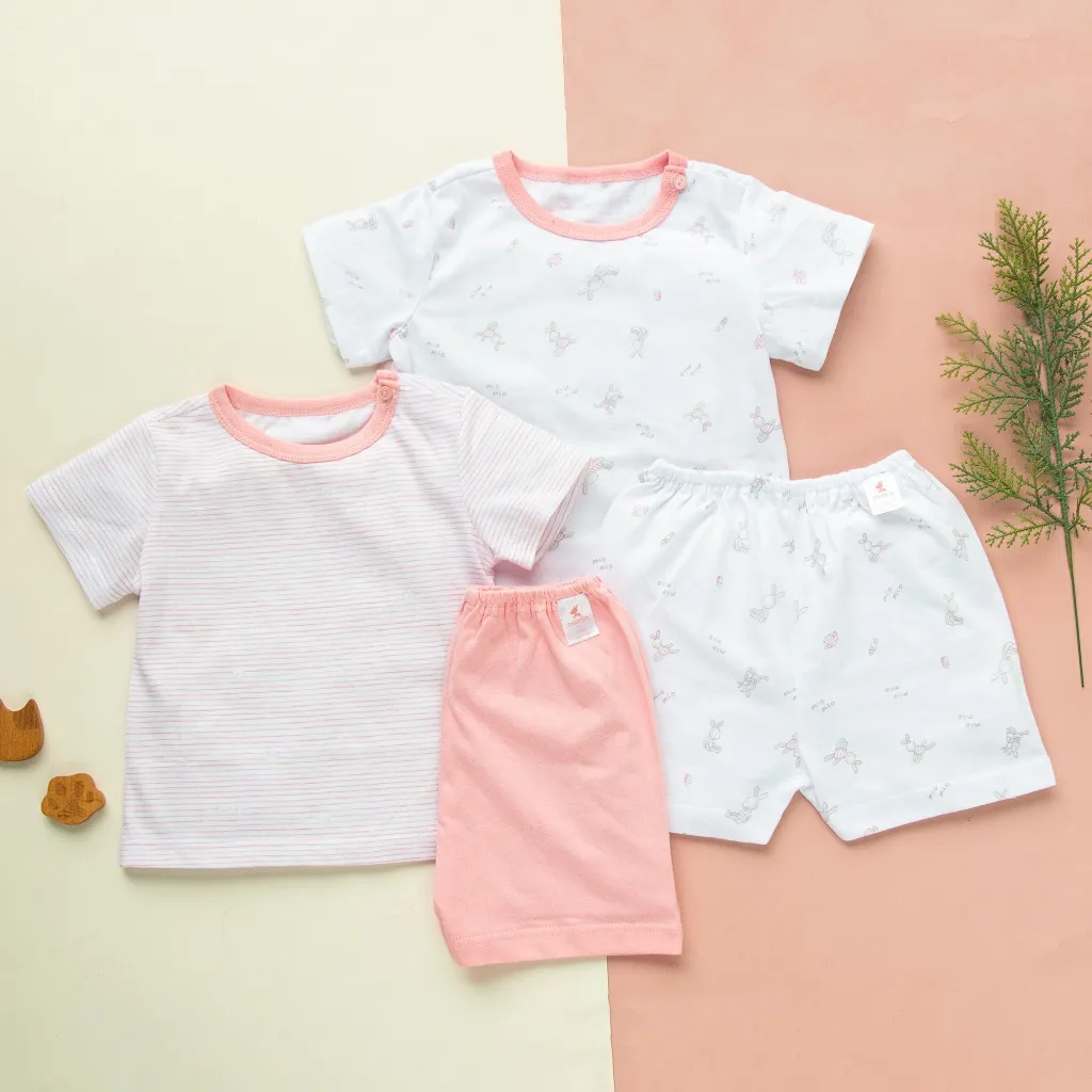Ảnh Combo 2 Bộ Quần Áo Cộc Nút Vai Sơ Sinh MIOMIO Cho Bé Trai, Bé Gái (Từ 0 - 24 Tháng), Vải Cotton 3