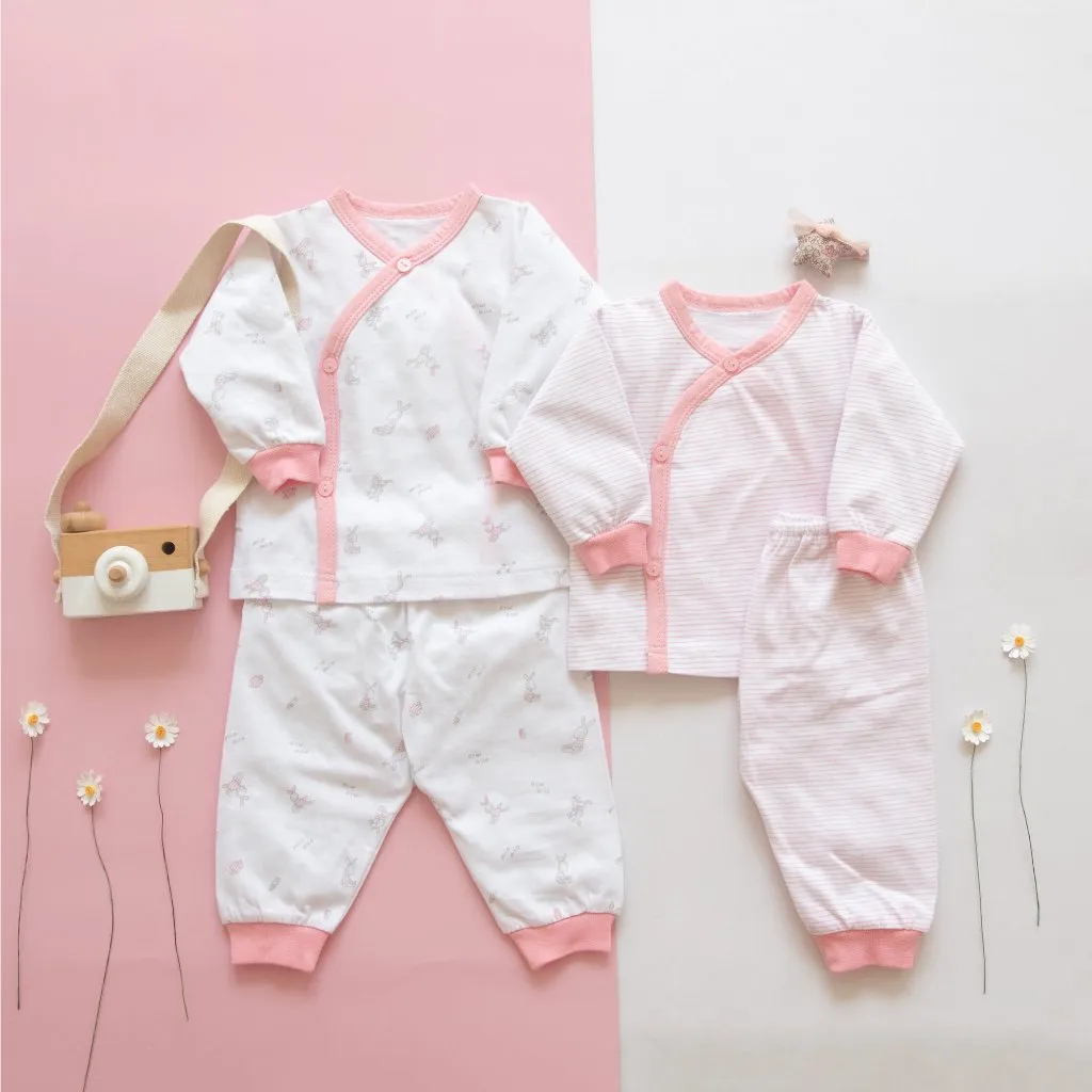 Ảnh Combo 2 Bộ Quần Áo Sơ Sinh Dài Tay Cài Lệch MIOMIO - Cho Bé Trai, Bé Gái (Từ 0-3M), Vải Cotton 3
