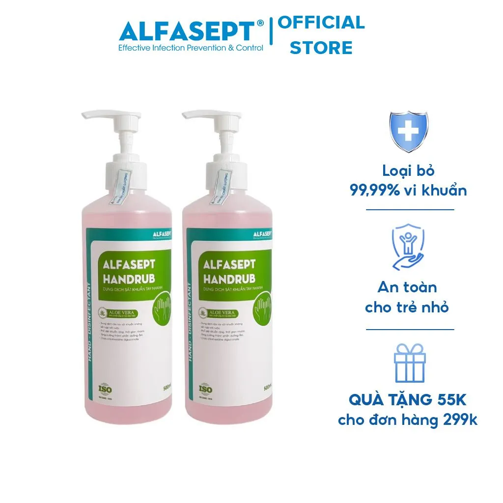 Ảnh COMBO 2 Chai Nước Rửa Tay Khô ALFASEPT Handrub Thân Thiện Với Da, Giúp Diệt Khuẩn Nhanh Chóng Và Hiệu Quả Lọ 500ml 2