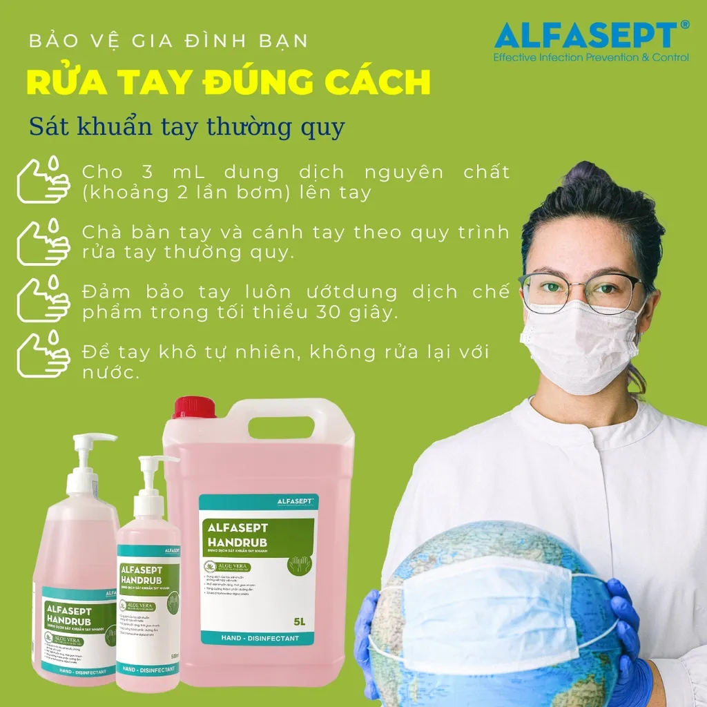 Ảnh COMBO 2 Chai Nước Rửa Tay Khô ALFASEPT Handrub Thân Thiện Với Da, Giúp Diệt Khuẩn Nhanh Chóng Và Hiệu Quả Lọ 500ml 4