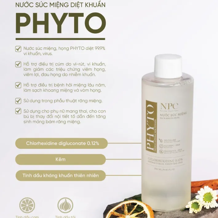 Ảnh COMBO 2 chai nước súc miệng Phyto làm sạch, khử hôi miệng, tinh dầu thiên nhiên 500ml/chai - NPC PHAR 3