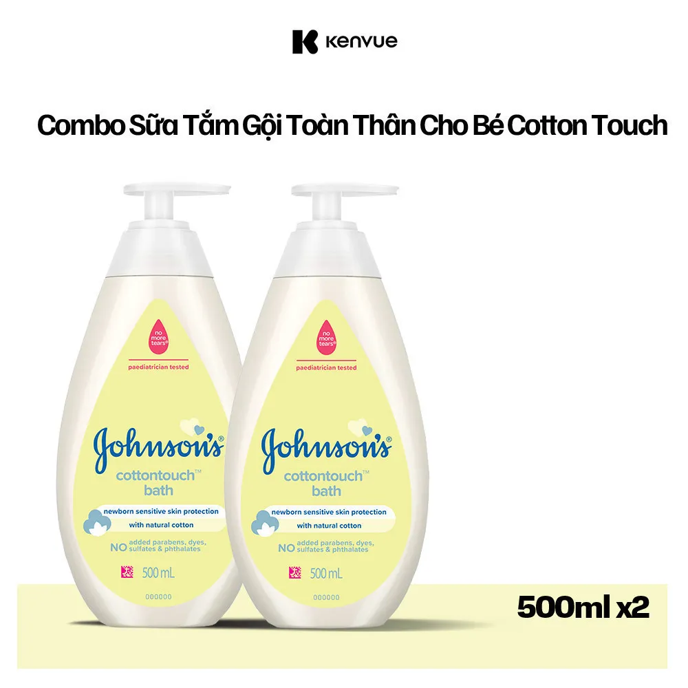 Ảnh Combo 2 Chai Sữa Tắm Gội Toàn Thân Mềm Mịn Johnson' Baby Bath Cotton Touch 500mlx2 3