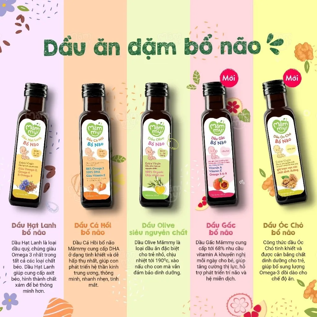 Ảnh Combo 2 dầu ăn dặm Mămmy bổ sung DHA, Omega 3-6-9, Vitamin A, E cho bé 6th giúp hỗ trợ phát triển não bộ, chai 100ml 2