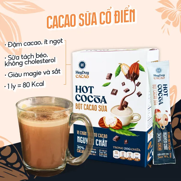 Ảnh Combo 2 Gói 20g Bột Cacao Sữa Tiện Lợi và Bột Cacao Sữa Dừa Thuần Chay - Heyday Cacao 4