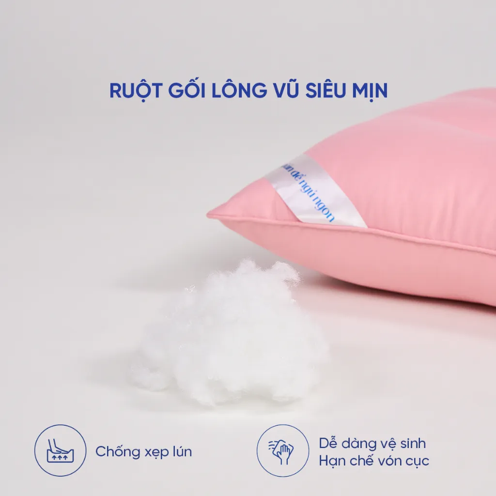 Ảnh Combo 2 gối lông vũ định hình Goodnight Mochi 45x65cm 1