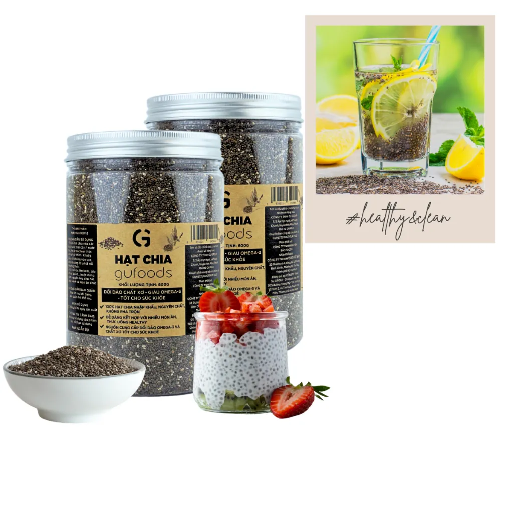 Ảnh Combo 2 Hạt chia GUfoods - Giàu chất xơ và Omega-3, Tốt cho hệ tiêu hoá, Lành mạnh, Healthy, Eat clean (100g/600g) 1