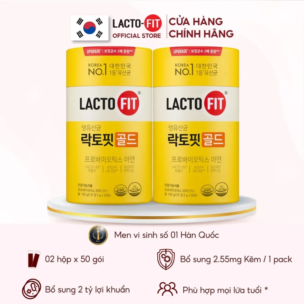 Ảnh Combo 2 Hộp 50 Gói Men Vi Sinh LACTO-FIT GOLD Bổ Sung Lợi Khuẩn Cải Thiện Đường Ruột Khỏe Mạnh (50 gói x 2g) 1
