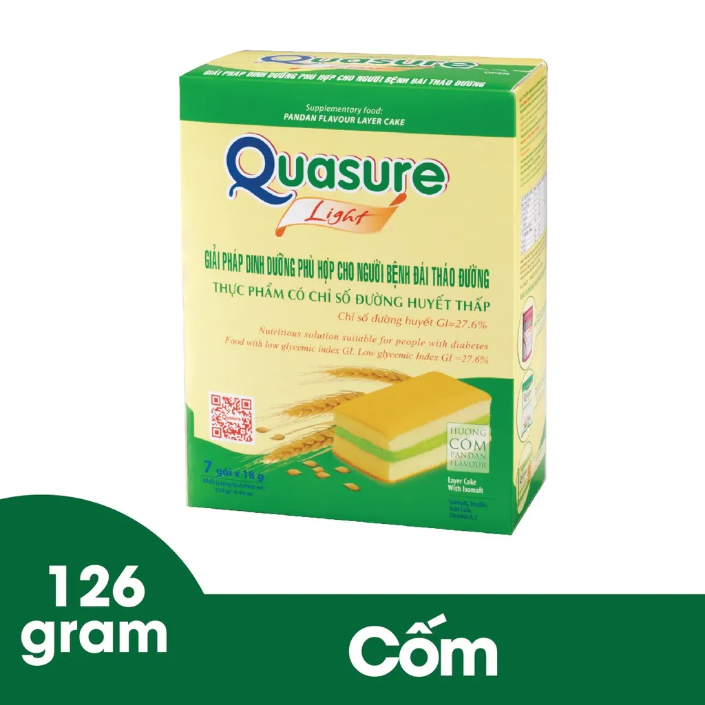 Ảnh Combo 2 Hộp Bánh Bông Lan Quasure Light Cốm Bibica 126g - Thực phẩm cho người ăn kiêng, tiểu đường 1
