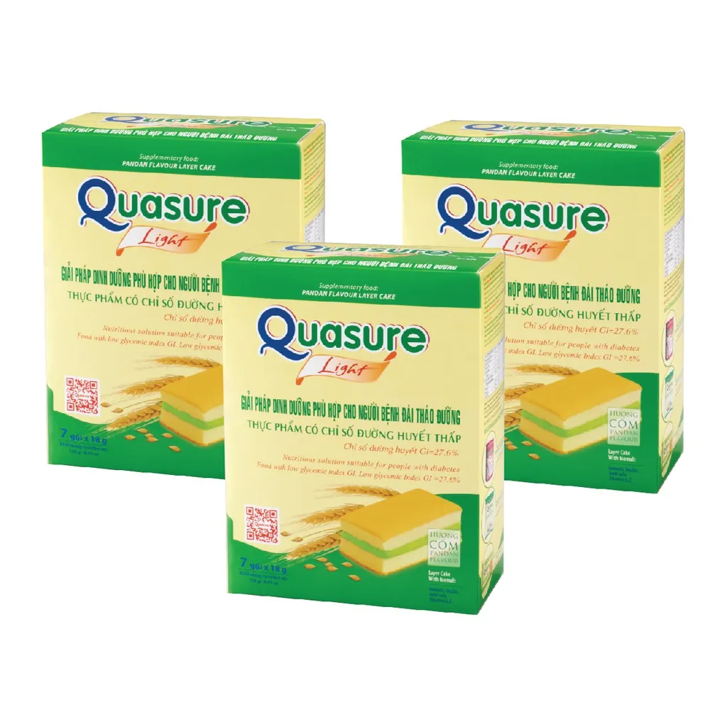 Ảnh Combo 2 Hộp Bánh Bông Lan Quasure Light Cốm Bibica 126g - Thực phẩm cho người ăn kiêng, tiểu đường 2