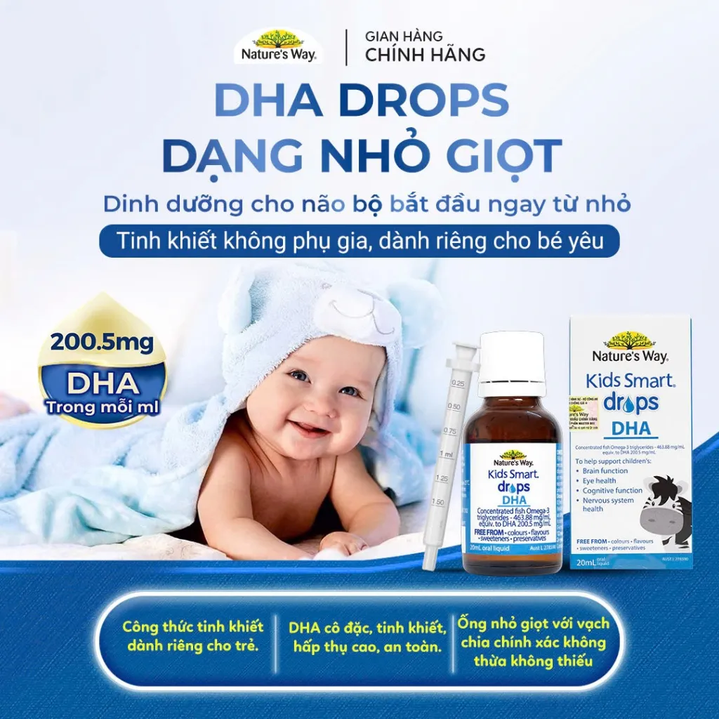 Review Combo 2 DHA Drops Nature's Way: Bổ Não, Mắt Cho Bé Yêu