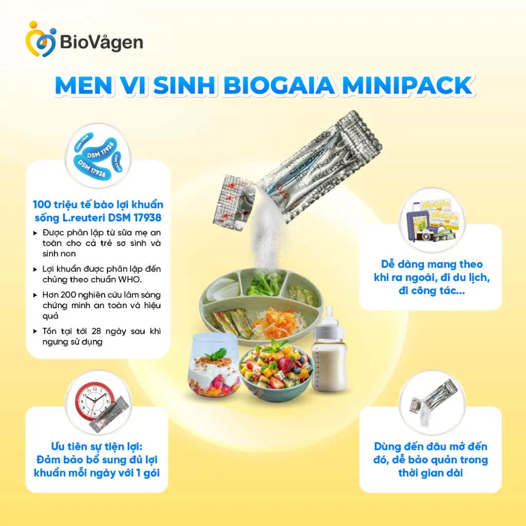 Ảnh Combo 2 hộp men vi sinh BioGaia ProTectis Minipack cải thiện hệ tiêu hóa xuất xứ Thụy Điển, 1 hộp 30 gói 3