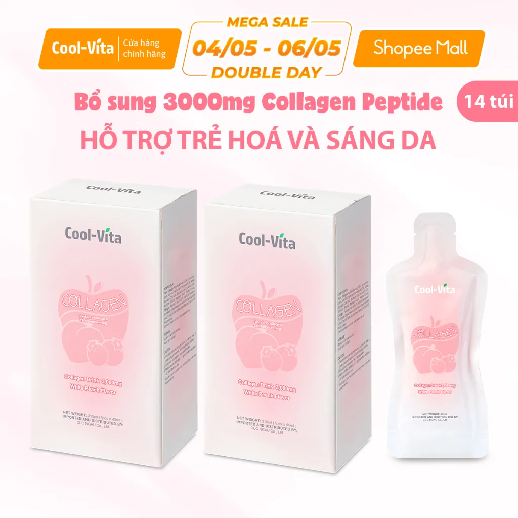 Ảnh Combo 2 Hộp Nước Uống Collagen Peptide 3000mg Coolvita Hỗ Trợ Trẻ Hóa Sáng Da, Cải Thiện Sức Khỏe Tóc Móng 1