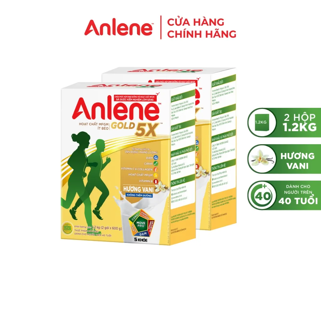Ảnh Combo 2 hộp Sữa Bột Anlene Gold Hương Vani 1.2kg 1