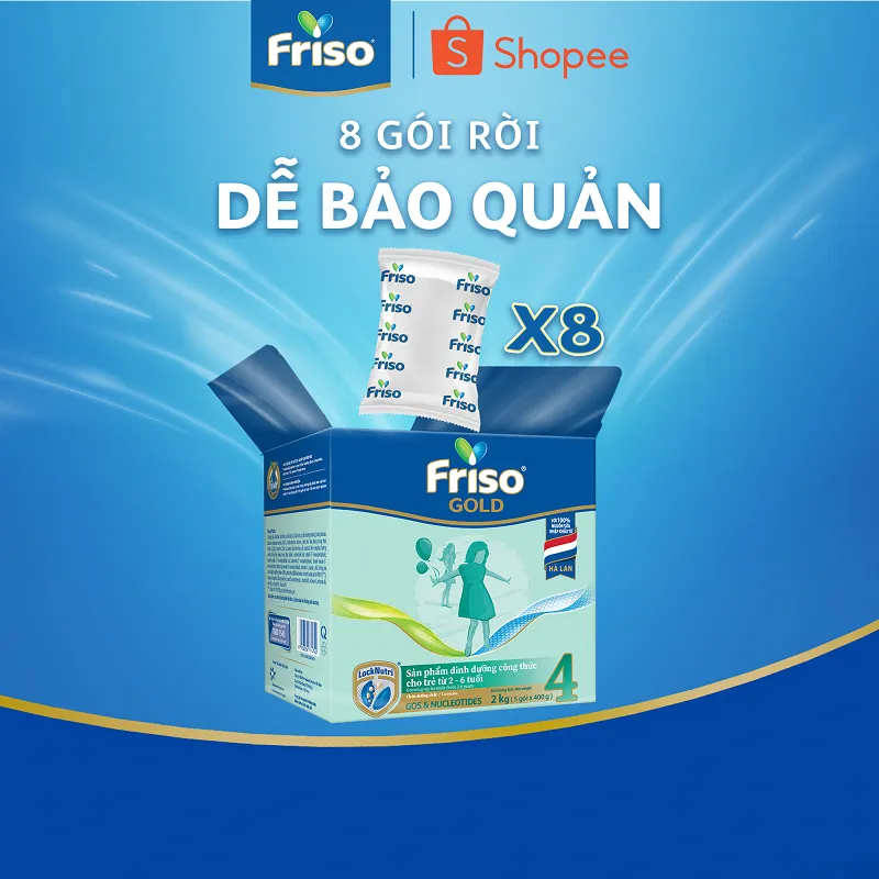 Ảnh Combo 2 Hộp Sữa Bột Friso Gold 4 Hộp Giấy 2KG 3