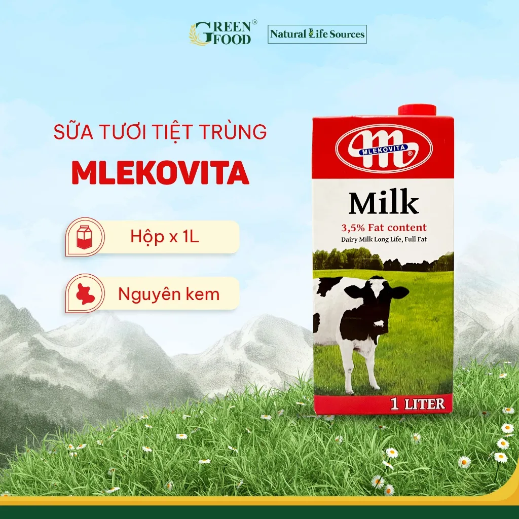 Ảnh Combo 2 Hộp Sữa Tươi Tiệt Trùng Mlekovita Nguyên Kem 1L - Độ Béo 3.5%, Không Đường, Nhập Khẩu Ba Lan 2