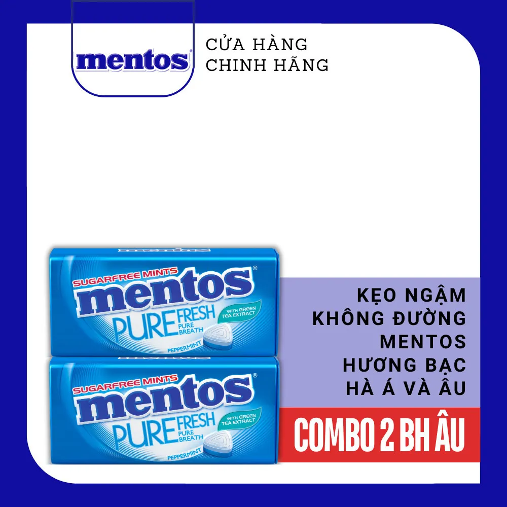 Ảnh COMBO 2 hộp thiếc kẹo Ngậm Không Đường Mentos Clean Breath (nhiều hương) cho hơi thở thơm mát trong suốt 30 phút 1