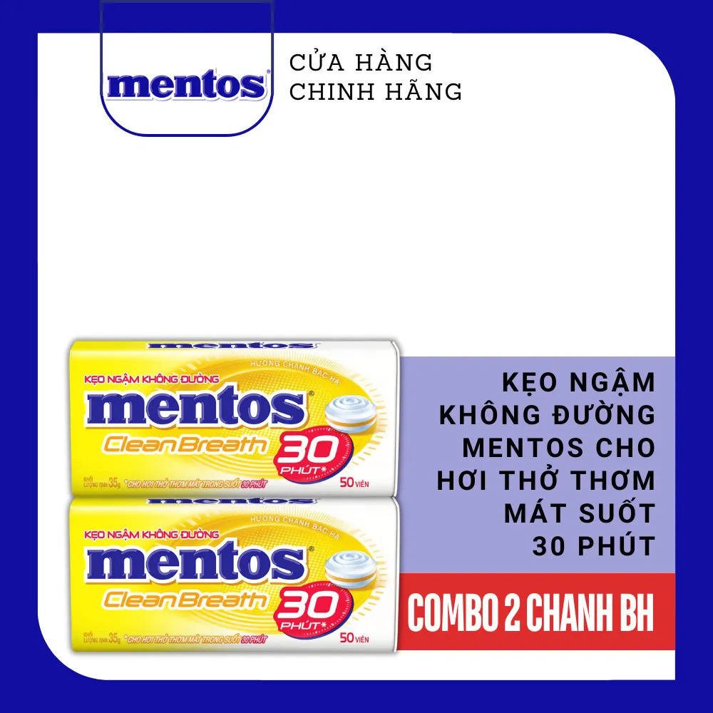 Ảnh COMBO 2 hộp thiếc kẹo Ngậm Không Đường Mentos Clean Breath (nhiều hương) cho hơi thở thơm mát trong suốt 30 phút 4