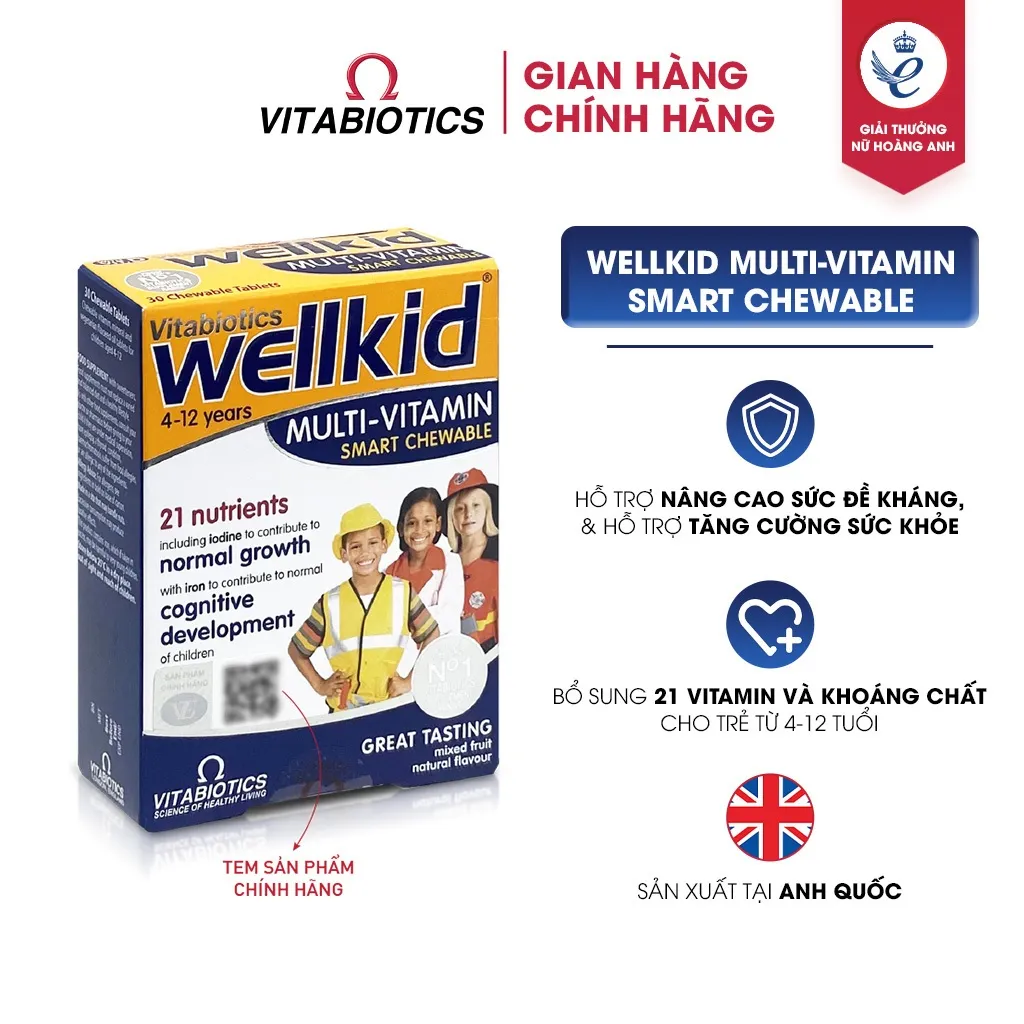 Ảnh Combo 2 Hộp Viên Nén Nhai Vitabiotics WELLKID MULTI-VITAMIN SMART CHEWABLE Nâng Cao Sức Đề Kháng Cho Trẻ 1