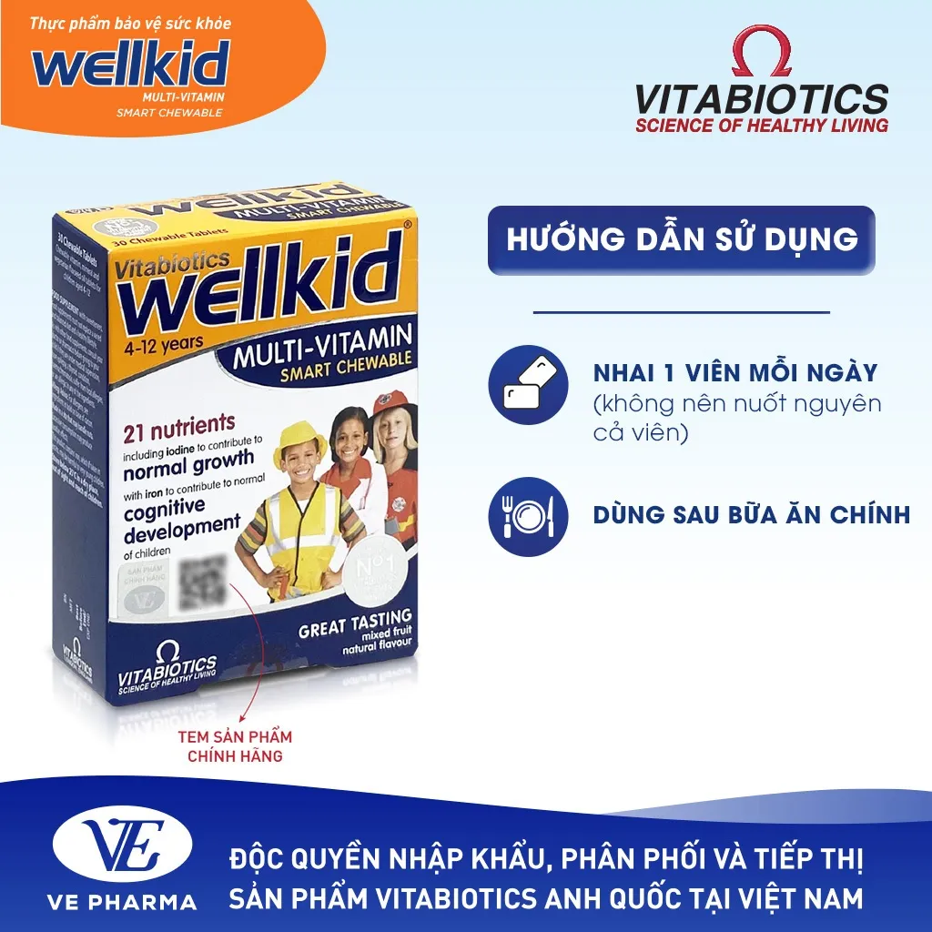 Ảnh Combo 2 Hộp Viên Nén Nhai Vitabiotics WELLKID MULTI-VITAMIN SMART CHEWABLE Nâng Cao Sức Đề Kháng Cho Trẻ 2