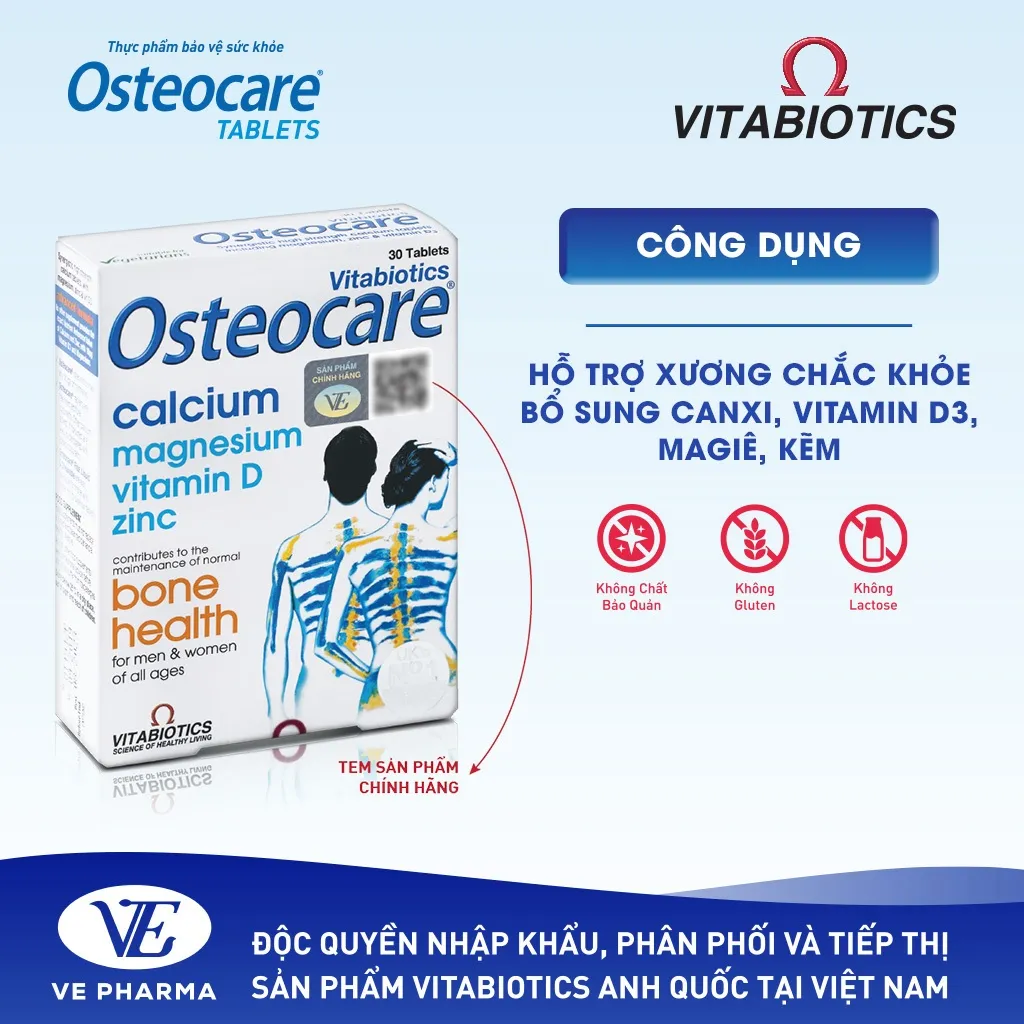 Ảnh Combo 2 Hộp Viên Uống Chắc Khỏe Xương Vitabiotics OSTEOCARE Bổ Sung Canxi, Vitamin D Và Khoáng Chất Thiết Yếu 30 Viên 2