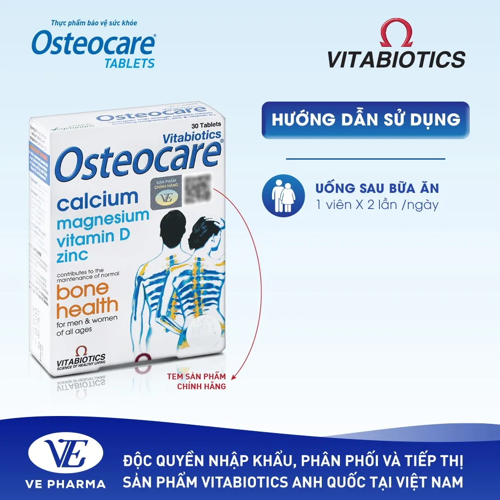 Ảnh Combo 2 Hộp Viên Uống Chắc Khỏe Xương Vitabiotics OSTEOCARE Bổ Sung Canxi, Vitamin D Và Khoáng Chất Thiết Yếu 30 Viên 3