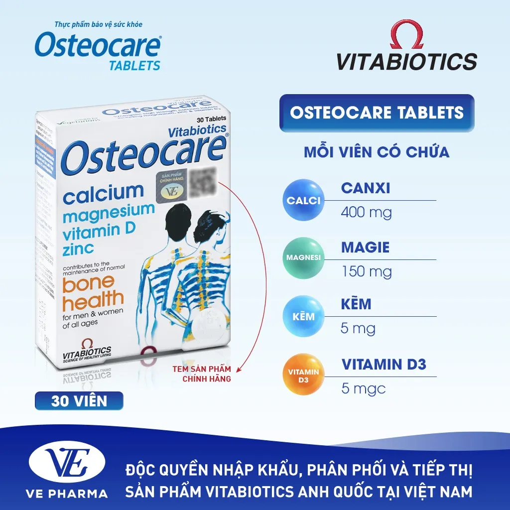 Ảnh Combo 2 Hộp Viên Uống Chắc Khỏe Xương Vitabiotics OSTEOCARE Bổ Sung Canxi, Vitamin D Và Khoáng Chất Thiết Yếu 30 Viên 4