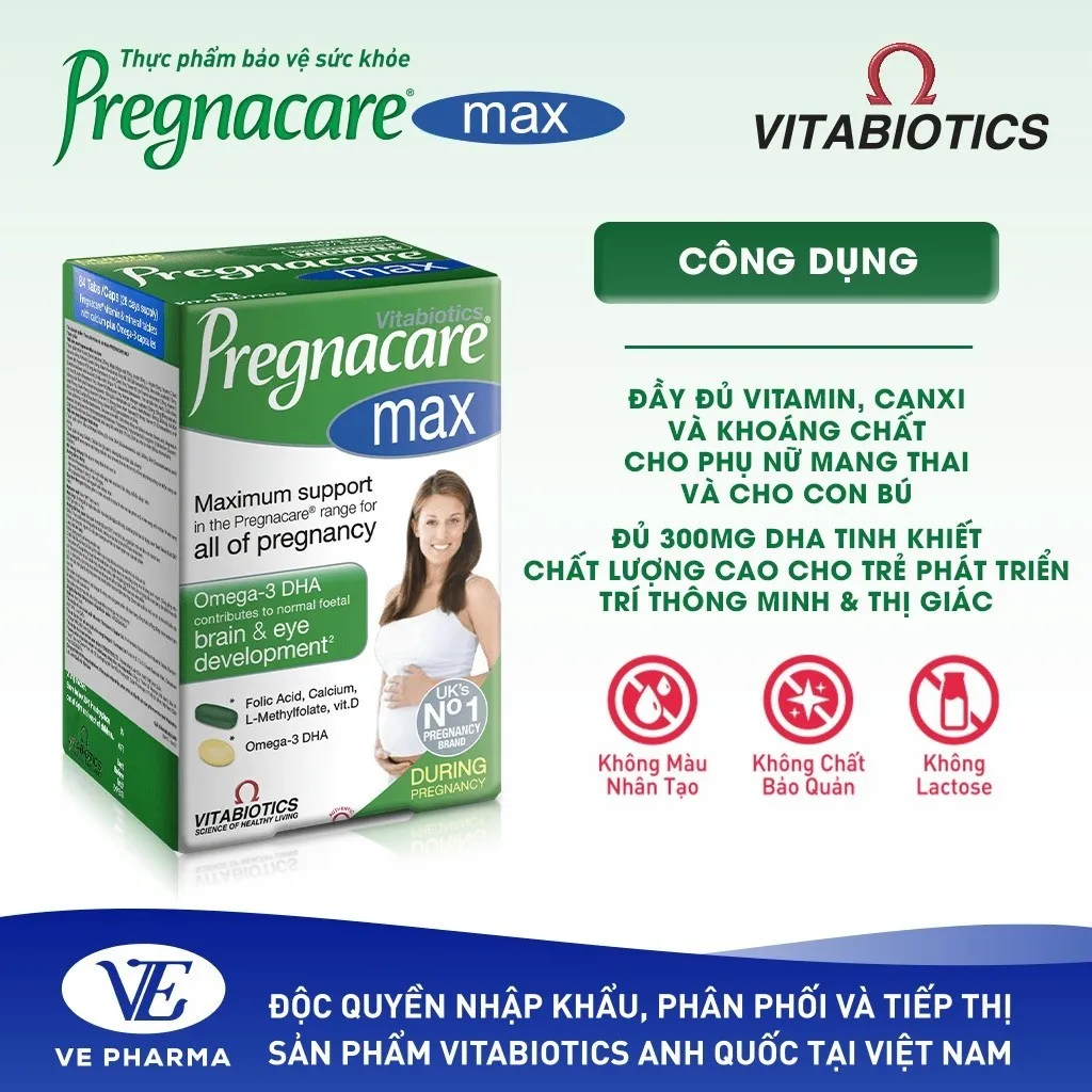 Ảnh Combo 2 Hộp Viên Uống Cho Phụ Nữ Mang Thai & Cho Con Bú Vitabiotics PREGNACARE Max Bổ Sung Vitamin và Khoáng Chất 3