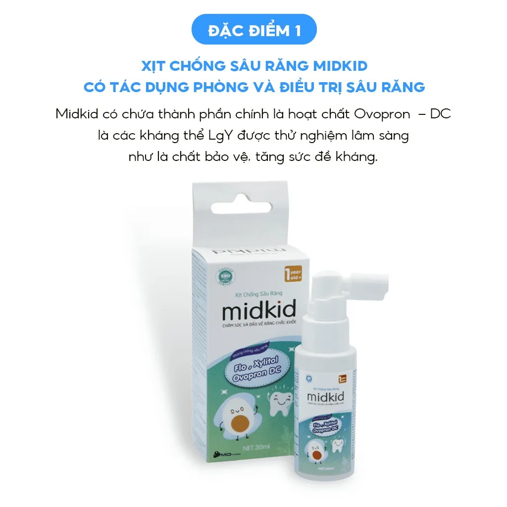 Ảnh Combo 2 hộp Xịt chống sâu răng Midkid vị nho 30ml cho bé từ 1 tuổi giúp làm sạch, ngăn ngừa ố vàng 3