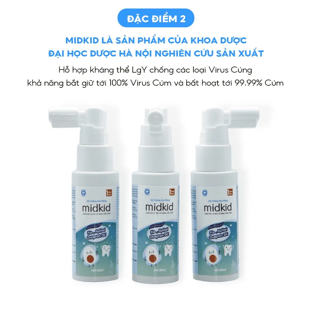 Ảnh Combo 2 hộp Xịt chống sâu răng Midkid vị nho 30ml cho bé từ 1 tuổi giúp làm sạch, ngăn ngừa ố vàng 4