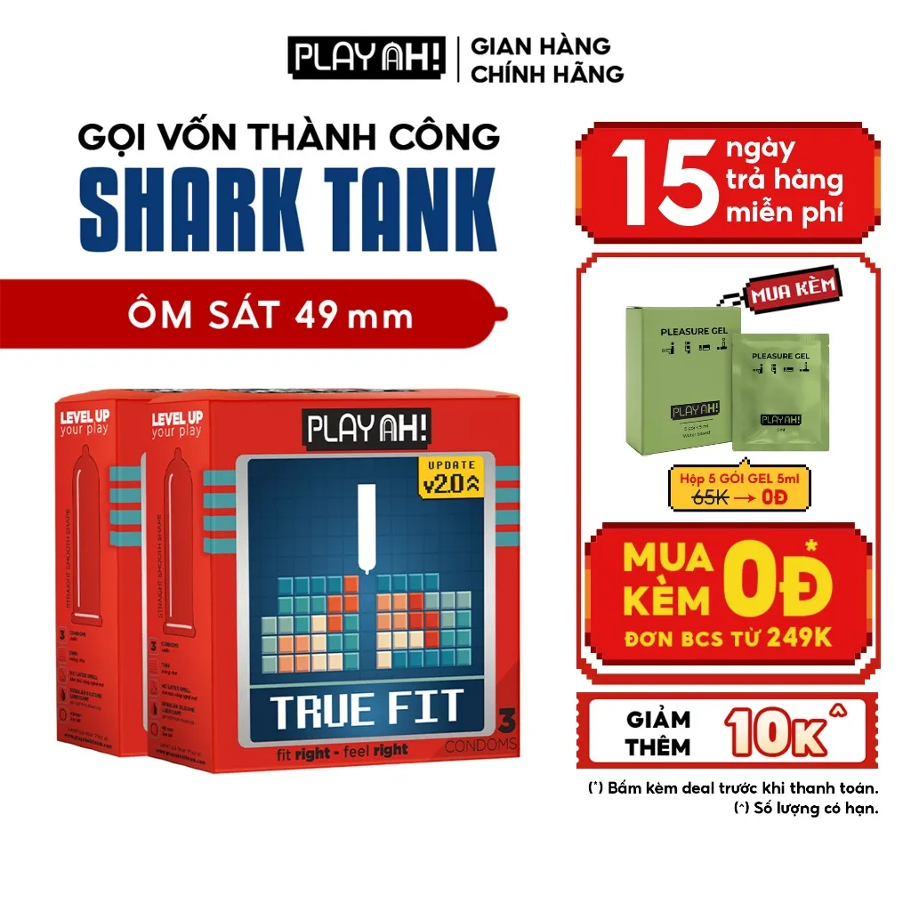 Ảnh Combo 2 hộp/3 hộp Bao Cao Su PlayAh True Fit Ôm Sát Hộp 3 Bao size 49mm 1