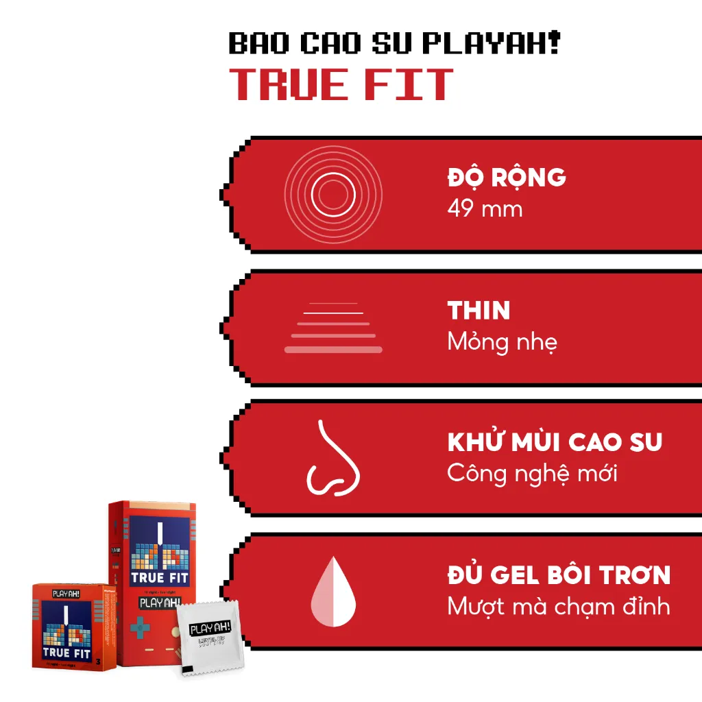 Ảnh Combo 2 hộp/3 hộp Bao Cao Su PlayAh True Fit Ôm Sát Hộp 3 Bao size 49mm 3