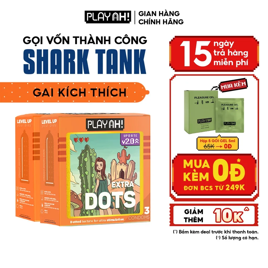 Ảnh Combo 2 hộp/3 hộp Bao Cao Su PlayAh Extra Dots Thêm Gai Hộp 3 size 52mm 1