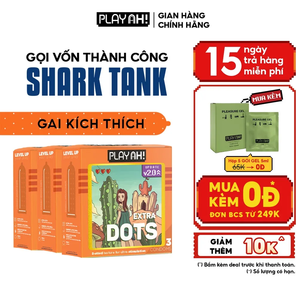 Ảnh Combo 2 hộp/3 hộp Bao Cao Su PlayAh Extra Dots Thêm Gai Hộp 3 size 52mm 2