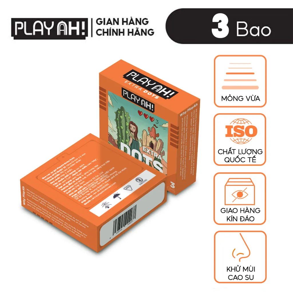 Ảnh Combo 2 hộp/3 hộp Bao Cao Su PlayAh Extra Dots Thêm Gai Hộp 3 size 52mm 4