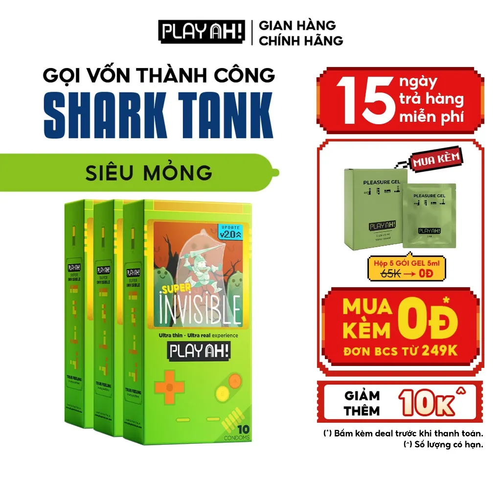 Ảnh Combo 2 hộp/3 hộp Bao Cao Su PLAYAH Super Invisible Siêu Mỏng Hộp 10 bao size 52mm 2