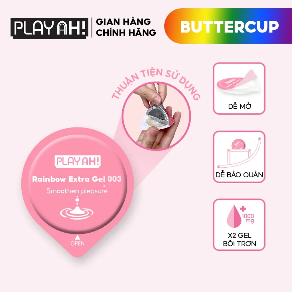Ảnh Combo 2 hộp/3 hộp Bao Cao Su PlayAh Rainbow Gel 003 Hộp 10 Size 52mm siêu mỏng, nhiều gel 4