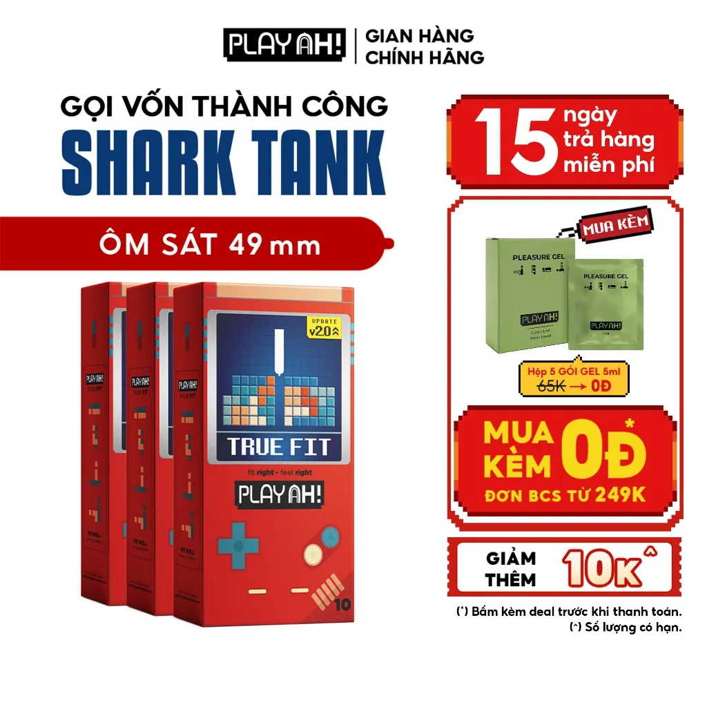 Ảnh Combo 2 hộp/3 hộp Bao Cao Su PLAYAH True Fit Ôm Sát Hộp 10 Bao size 49mm 2
