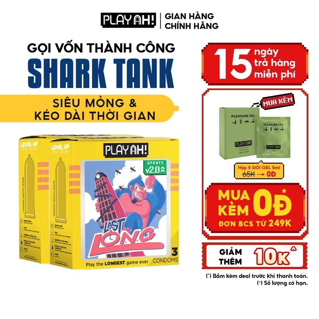 Ảnh Combo 2 hộp/3 hộp Bao Cao Su PlayAh Last Long Siêu Mỏng Kéo Dài Thời Gian Hộp 3 bao size 52mm 1