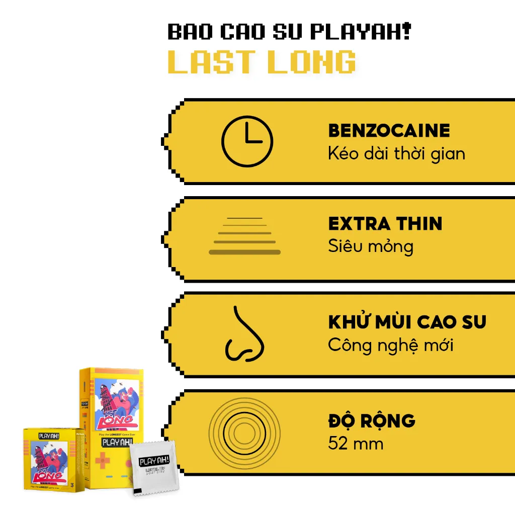 Ảnh Combo 2 hộp/3 hộp Bao Cao Su PlayAh Last Long Siêu Mỏng Kéo Dài Thời Gian Hộp 3 bao size 52mm 3