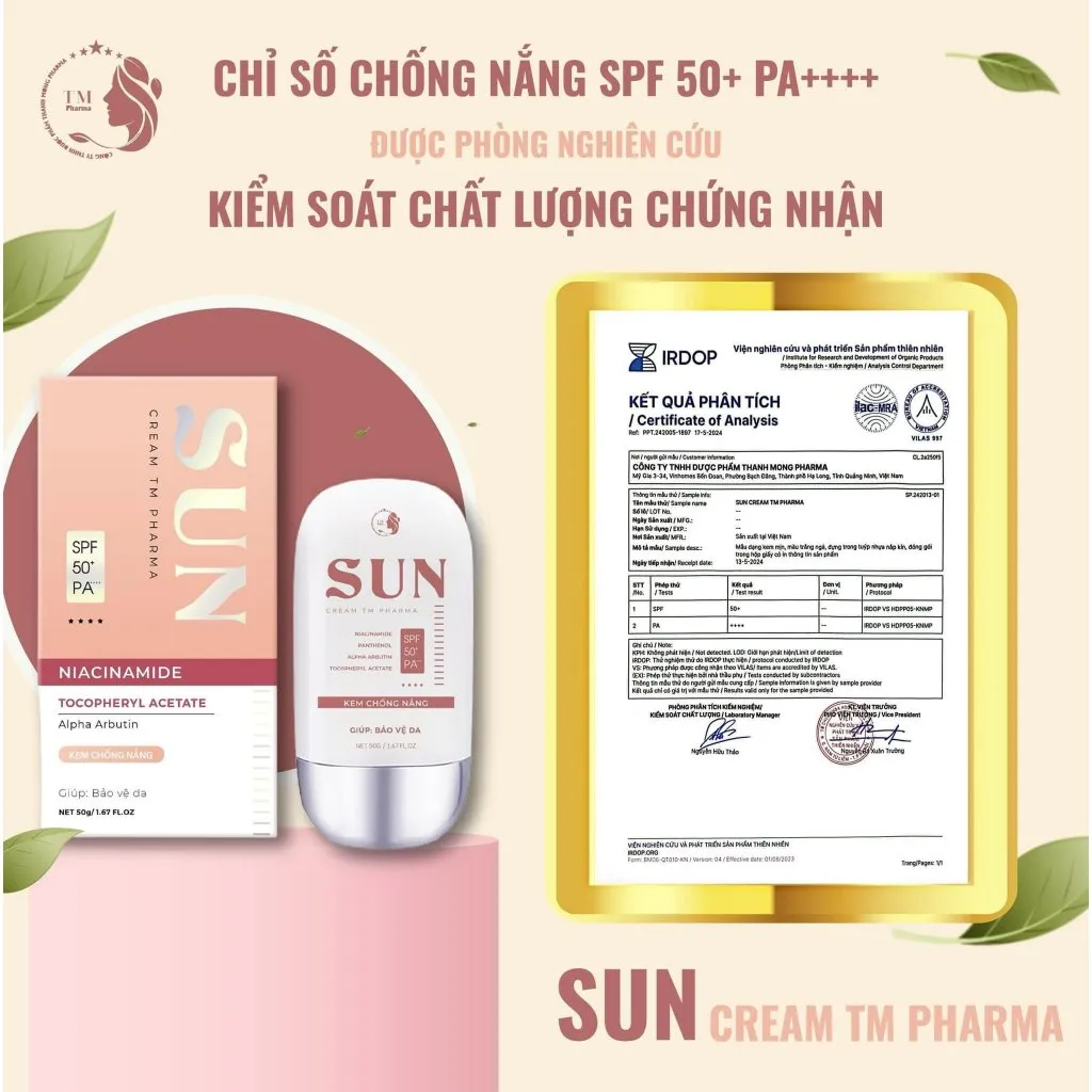 Ảnh Combo 2 Kem Chống Nắng Sun Cream TM Pharma Nâng Tone Da,Không Bết Dính,Công Nghệ Titanium 3