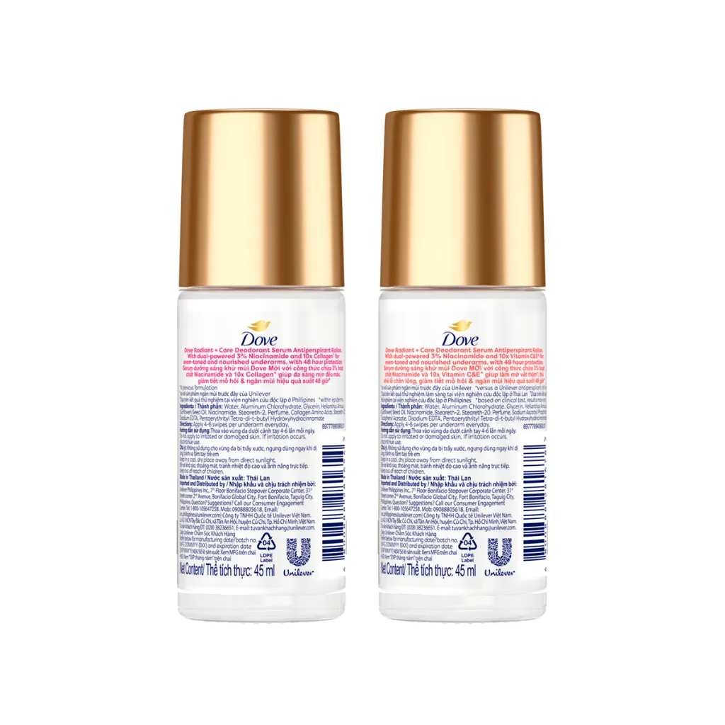 Ảnh Combo 2 Lăn Ngăn Mùi Dove Tinh Chất Serum Sáng Mịn 45ml/Tuýp 3