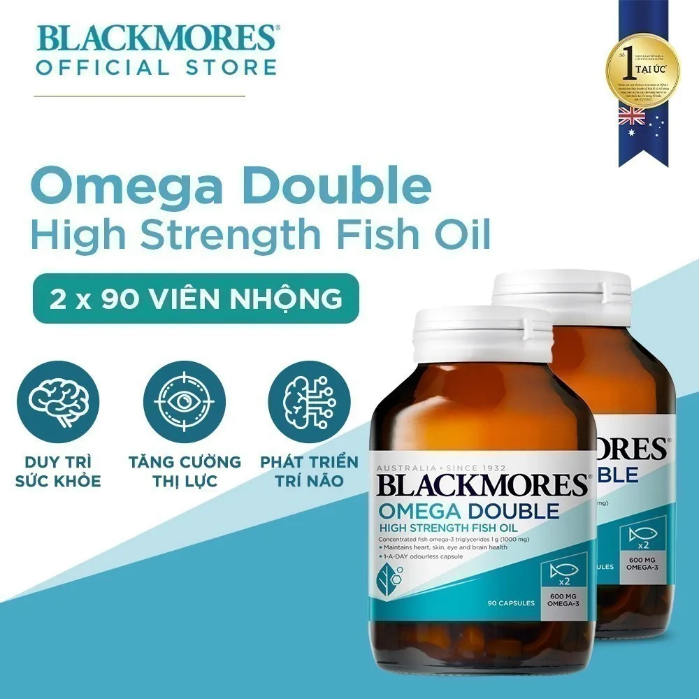 Ảnh Combo 2 Lọ Viên Uống Dầu Cá Bổ Sung Omega Hỗ Trợ Cho Tim, Mắt và Da Blackmores Double Omega High Strength 90 Viên/Lọ 2