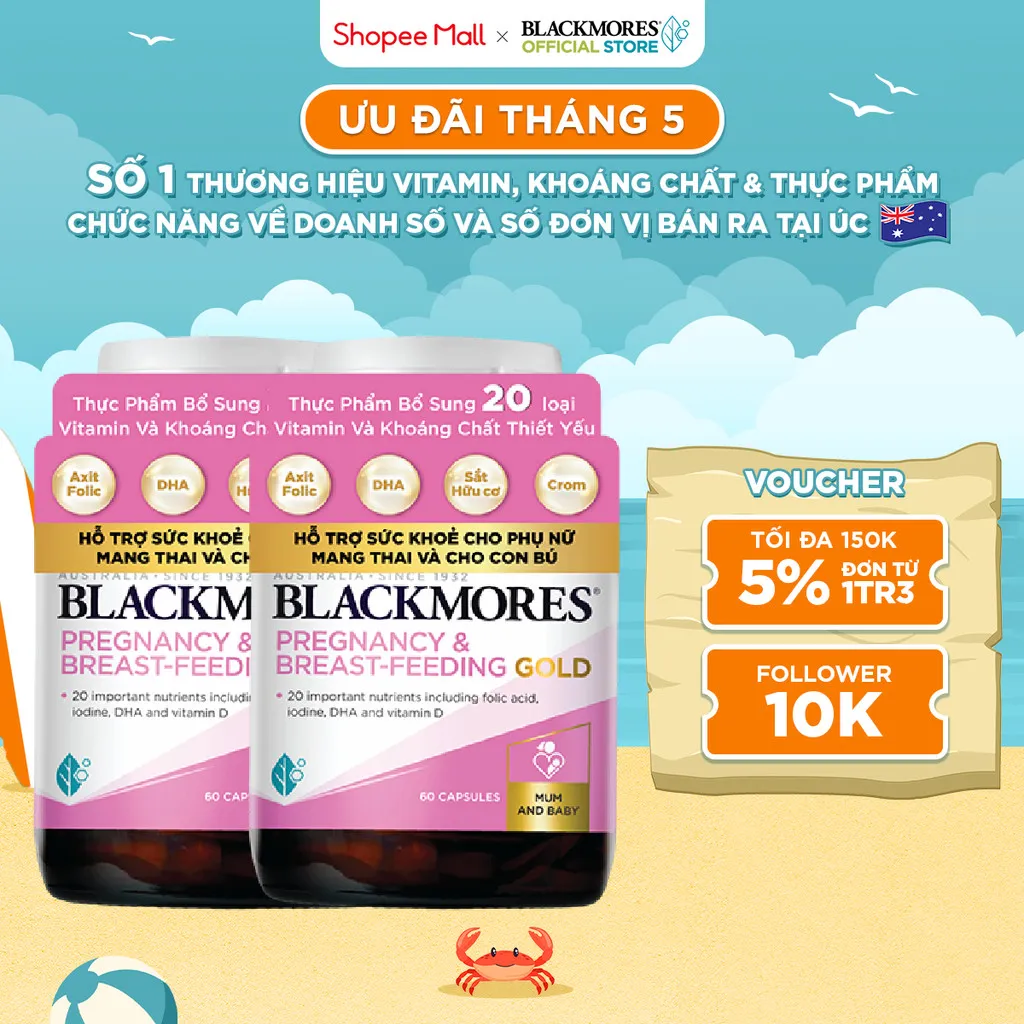 Ảnh Combo 2 Lọ Vitamin Tổng Hợp Cho Bà Bầu Và Mẹ Cho Con Bú Blackmores Pregnancy & Breast-Feeding Gold 60 Viên/Lọ 1