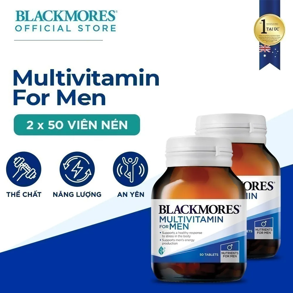 Ảnh Combo 2 Lọ Vitamin Tổng Hợp Hỗ Trợ Sức Khỏe Nam Giới Blackmores Multivitamin For Men 50 Viên/Lọ 1