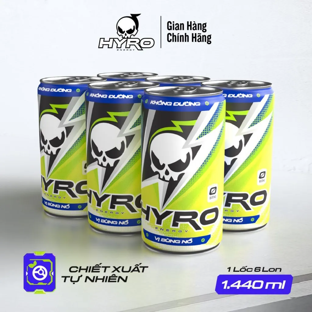Ảnh Combo 2 lốc Nước tăng lực Hyro không bổ sung đường 3