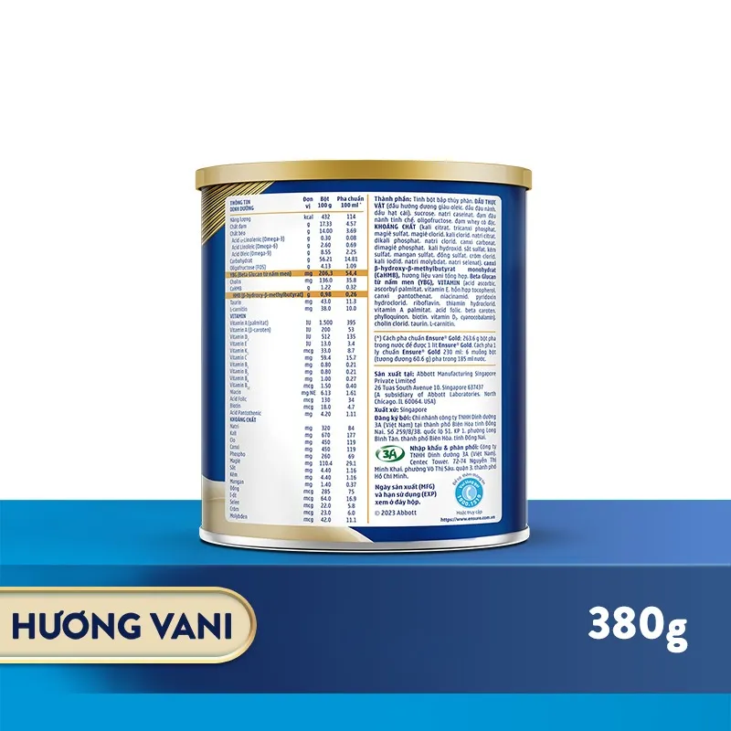 Ảnh Combo 2 Lon Sữa bột Ensure Gold Abbott hương vani 380g/ 400g 1
